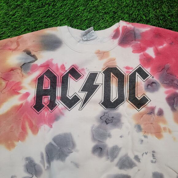 AC/DC Ice Dye Tie Dye Sweatshirt Mens M/L Baggy Oversized Boxy Fit - Picture 2 of 6
